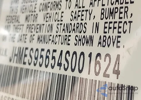 2004 Honda Civic Hybrid from USA, damaged, VIN JHMES95654S001624